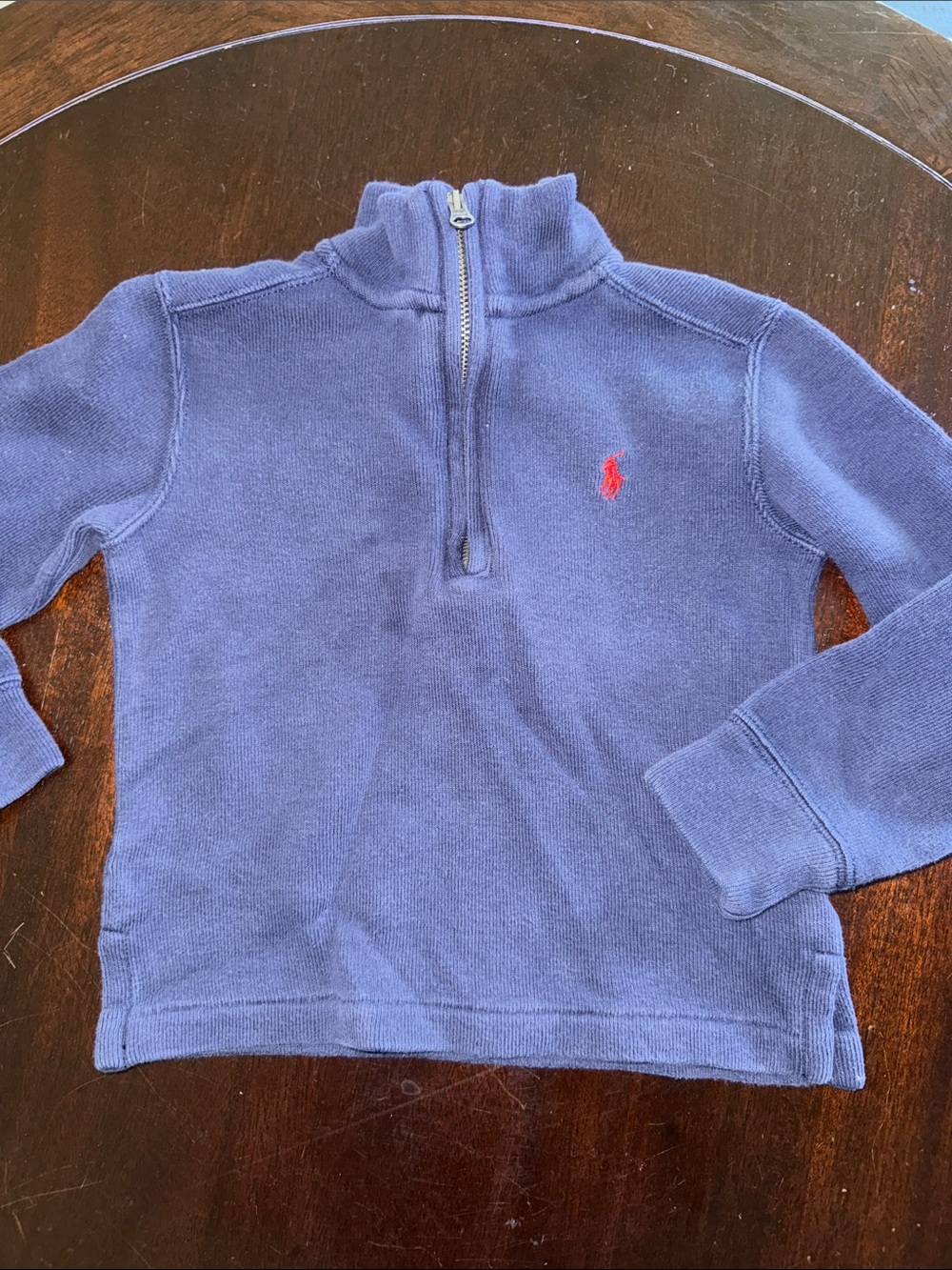 Ralph Lauren Navy Half-Zip Pullover with Red Pony Logo